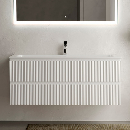 Тумба подвесная SANCOS Snob R 1195х445х500, c двумя ящиками оснащенными доводчиками, Bianco, арт.SNR120W