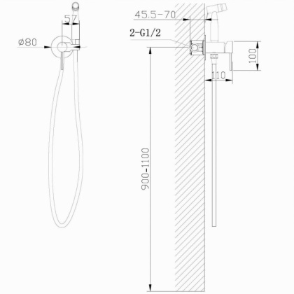 Смеситель ABBER Wasser Kreis AF8125NG с гигиеническим душем, никель Смеситель ABBER Wasser Kreis AF8125NG с гигиеническим душем, никель