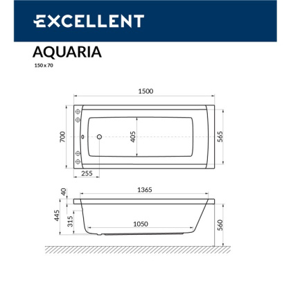 Ванна EXCELLENT Aquaria 150x70 "SOFT" (золото) Ванна EXCELLENT Aquaria 150x70 "SOFT" (золото)