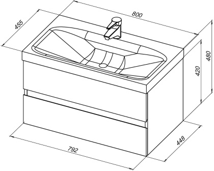 Тумба под раковину Aquanet Беркли 80 белый/дуб рошелье