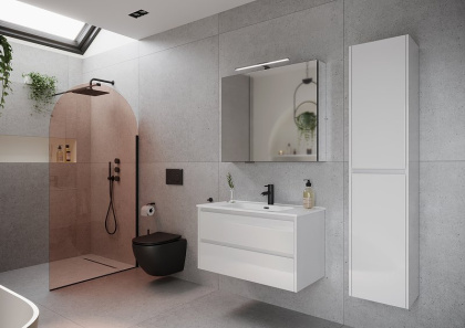 Тумба подвесная SANCOS Libra 890х450х500, c двумя ящиками оснащенными доводчиками, белый глянец , арт. LB90W Тумба подвесная SANCOS Libra 890х450х500, c двумя ящиками оснащенными доводчиками, белый глянец , арт. LB90W