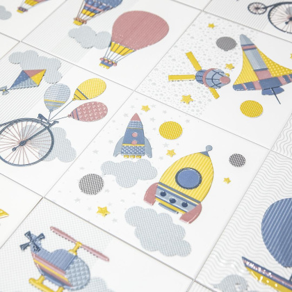 Керамический декор VT\A375\5009 Бон Вояж голубой (20см*20см*6,9мм) (10шт/0,4м2) Подводная лодка, шт.