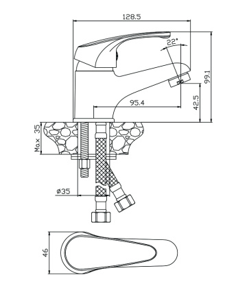 Смеситель д/раковины AVILA, арт. 02100AV Смеситель д/раковины AVILA, арт. 02100AV