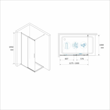 Перегородка для душа RGW WA-13B 34101313-14