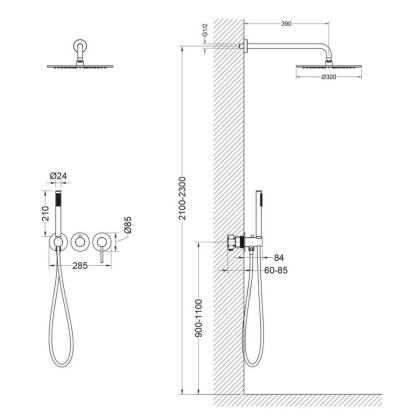 Душевая система Timo Saona SX-2349/17SM скрытого монтажа, золото матовое Душевая система Timo Saona SX-2349/17SM скрытого монтажа, золото матовое
