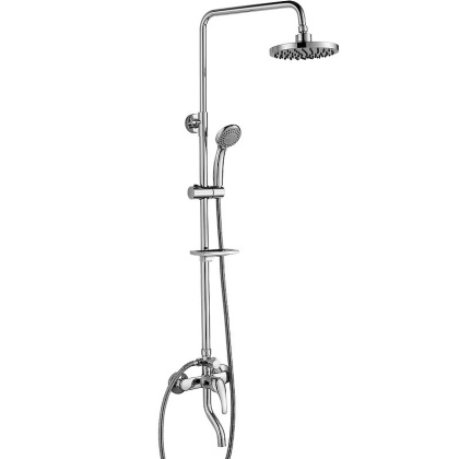 Смеситель Rossinka A35-46 для ванны и душа с регулируемой высотой штанги, поворотным изливом и лейкой "Тропический дождь"