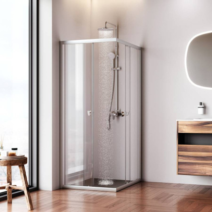 W87G-403-10080-MТ Sunny Душевое ограждание прямоугольное, раздвижные двери 100x80 серебро,стекло прозрачное
