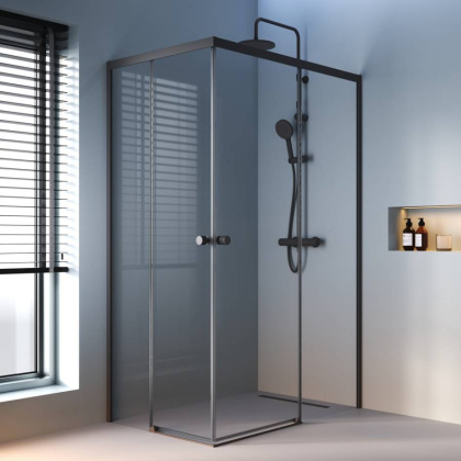 W94G-403-12080-BТ Душевое ограждение X-Joy Square Slide 120х80, Черный, прозрачное