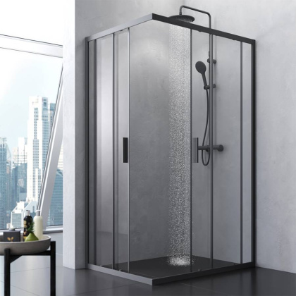 W93G-404-120290-BT Gem S Twin Slide 120x90. Душевое ограждение,120x90, профиль Черный мат., стекло п W93G-404-120290-BT Gem S Twin Slide 120x90. Душевое ограждение,120x90, профиль Черный мат., стекло п