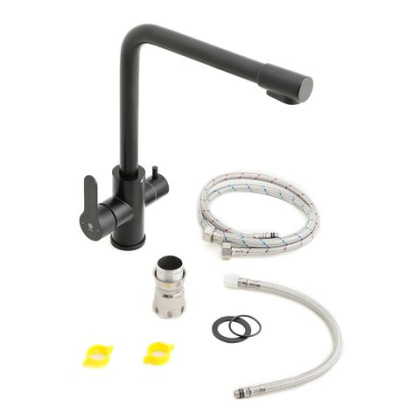 Смеситель для кухни Orange Steel M99-008b с каналом питьевой воды, матовый черный