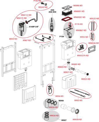 Скрытая система инсталляции для сухой установки (для гипсокартона), управление сверху или спереди