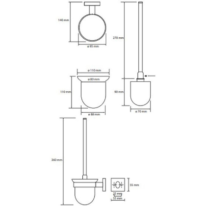 Ёршик, подвесной (стекло), щётка белая