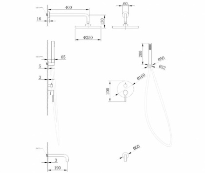 Душевая система ABBER Wasser Kreis AF8117B скрытого монтажа с изливом, черная матовая Душевая система ABBER Wasser Kreis AF8117B скрытого монтажа с изливом, черная матовая