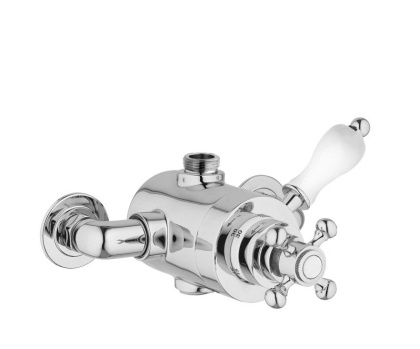 VENEZIA-D-T-01-Bi Смеситель термостатический на один выход,верхнее подключение Исполнение: Хром, Ручки: Белая 