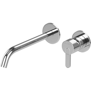 LEAF-BLI2-01-W0 Смеситель для раковины встраиваемый однорычажный, на два отверстия, длина излива 23 см, исполнение хром