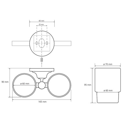Двойной держатель зубных щеток, стаканы