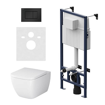 IS70238.901701 Инсталляция с клавишей ProC S мат черн с подвесным унитазом Gem FlashClean с сид м/лифт