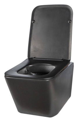 Унитаз подвесной безободковый Creto Logan L2 1002-002-L2BLMAT с крышкой-сиденьем микролифт, черный матовый Унитаз подвесной безободковый Creto Logan L2 1002-002-L2BLMAT с крышкой-сиденьем микролифт, черный матовый