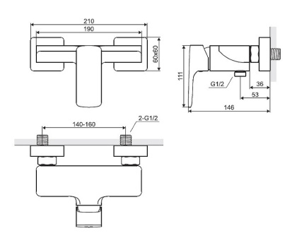 Смеситель для душа EXCELLENT Keria AREX.2008CR (хром)