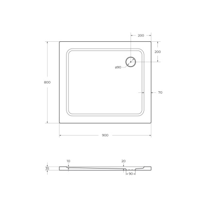 Поддон SMC CEZARES TRAY-M-AH-100/90-35-W Поддон SMC CEZARES TRAY-M-AH-100/90-35-W