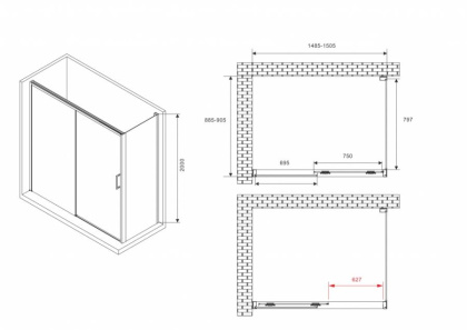 Душевой уголок ABBER Komfort AG93150B-S92B