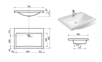 Раковина "Монако 70" 700х480 Раковина "Монако 70" 700х480