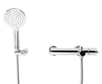 LEAF-VD-L-01 Смеситель для ванны и душа однорычажный в комплекте с ручным душем, шлангом и держателем, исполнение Хром