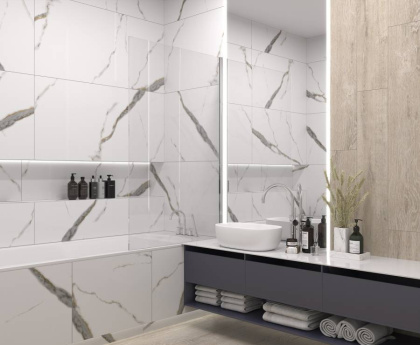 Керамогранит Laparet Golden White Statuario полированный 60х120 (2шт_1,44м2), м2