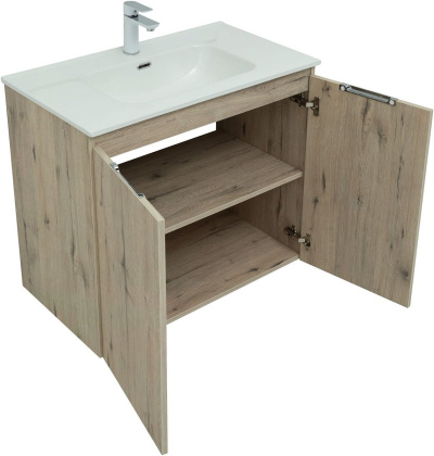 Тумба под раковину Aquanet Алвита New 80 2 дверцы, дуб веллингтон белый Тумба под раковину Aquanet Алвита New 80 2 дверцы, дуб веллингтон белый
