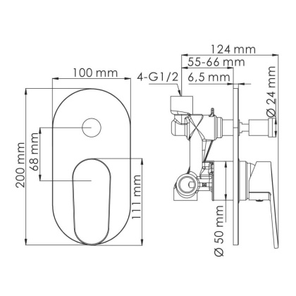Donau 5361 Смеситель для ванны и душа Wasserkraft Donau 5361 Смеситель для ванны и душа Wasserkraft