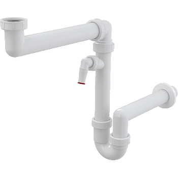 Сифон для мойки экономящий пространство со штуцером и с накидной гайкой 6/4" Сифон для мойки экономящий пространство со штуцером и с накидной гайкой 6/4"