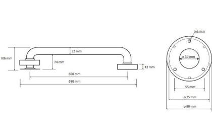 Поручень Bemeta Help 301100600 Черный матовый, 600 мм