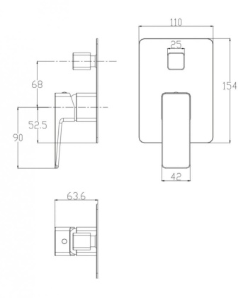 Смеситель для душа скрытого монтажа OMNIRES PARMA PM7435BL (черный BLM)