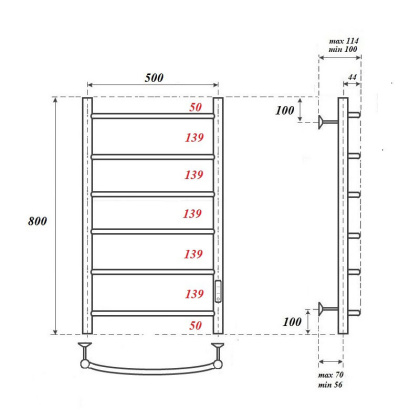 Полотенцесушитель электрический Point Афина PN04858W П6 500x800 диммер справа, белый Полотенцесушитель электрический Point Афина PN04858W П6 500x800 диммер справа, белый