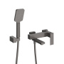SLIDER-VD-GM Смеситель для ванны и душа однорычажный в комплекте с ручным душем, шлангом и держателем, оружейная сталь