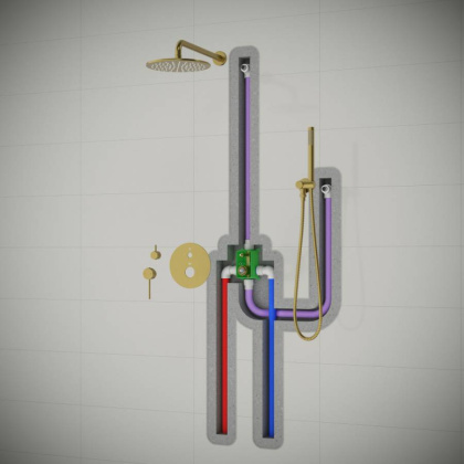 Душевая система Timo Saona SX-2369/18SM скрытого монтажа, черное золото