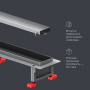 W01SC-U11-090-04SB MasterFlow Трап для душа линейный универс затвор Tile 90см цвет сталь мат W01SC-U11-090-04SB MasterFlow Трап для душа линейный универс затвор Tile 90см цвет сталь мат