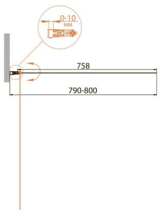 RELAX-V-1-80/140-C-Bi Шторка на ванну Условные размеры, мм:800х1400 Габариты с диапазоном регулировок, мм:(790-800)х1400 