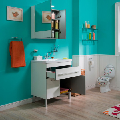 Тумба с раковиной Aquanet Верона 75 белый (напольная 1 ящик 2 дверцы)