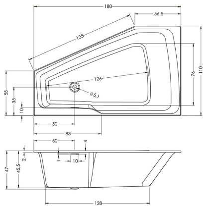 Акриловая ванна Riho Rething Space 180x110 R Акриловая ванна Riho Rething Space 180x110 R