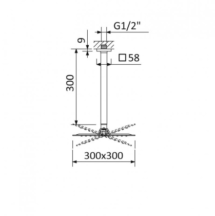 CZR-B-TDDQ-30/30-01 Верхний душ квадратный, 30x30 см, с потолочным кронштейном 30 см, нержавеющая сталь, Хром CZR-B-TDDQ-30/30-01 Верхний душ квадратный, 30x30 см, с потолочным кронштейном 30 см, нержавеющая сталь, Хром