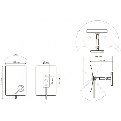 Косметическое зеркало без подсветки 240x130