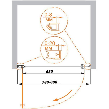 ELENA-W-B-1-80-C-Cr Душевая дверь