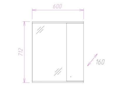 Шкаф-зеркало Onika Ника 60 белый, левый, с подсветкой Шкаф-зеркало Onika Ника 60 белый, левый, с подсветкой