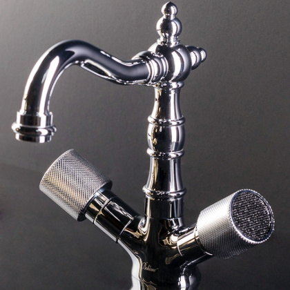 Смеситель для умывальника, высокий ROYAL CRYSTAL black, хром_Комплект Смеситель для умывальника, высокий ROYAL CRYSTAL black, хром_Комплект