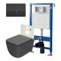 Сет: Система инсталляции Point Элемент для подвесного унитаза PN45120 + Клавиша смыва для инсталляции Point Виктория, черная/хром, PN44061BC + Унитаз подвесной Point Меркурий безободковый, сид.дюропласт микролифт быстросъем, графит, PN41831GM