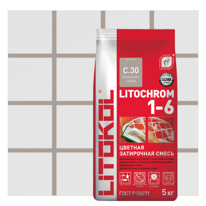 Затирка цементная LITOCHROM 3-15 C.30 жемчужно-серый Затирка цементная LITOCHROM 3-15 C.30 жемчужно-серый
