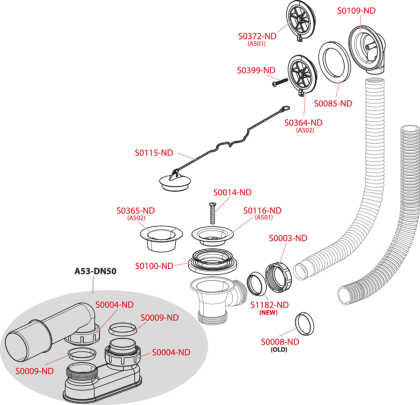 Сифон для ванны, белый Сифон для ванны, белый