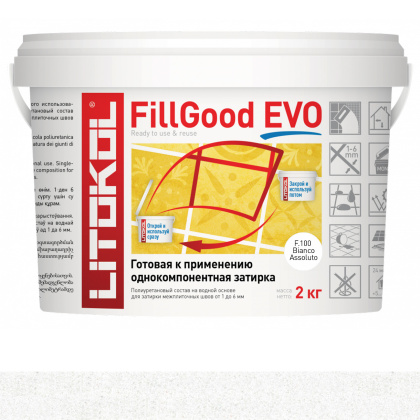 Затирка полиуретановая FILLGOOD EVOF.100 BIANCO ASSOLUTO 2кг Затирка полиуретановая FILLGOOD EVOF.100 BIANCO ASSOLUTO 2кг