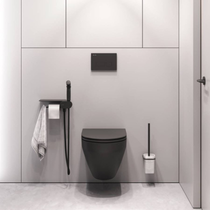 Набор подвесной унитаз с гигиеническим душем, черный CK70H1103B Набор подвесной унитаз с гигиеническим душем, черный CK70H1103B